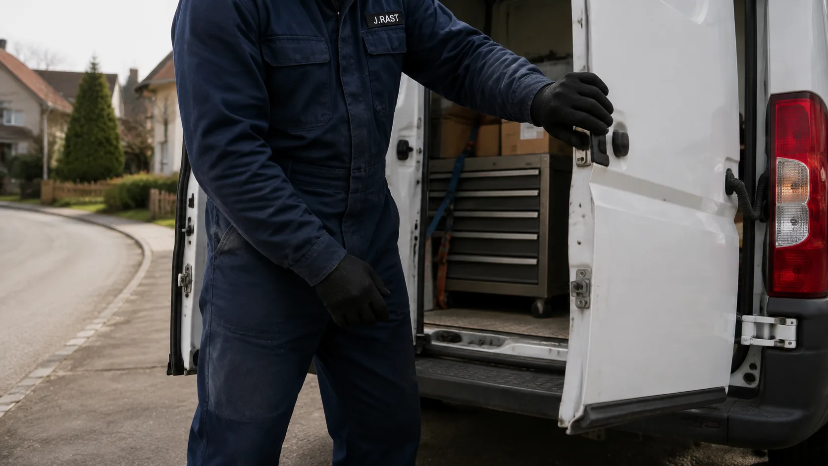 Ein offener Lieferwagen steht zum Beladen bereit
